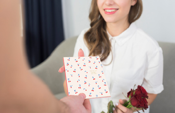 Valentines card being gifted